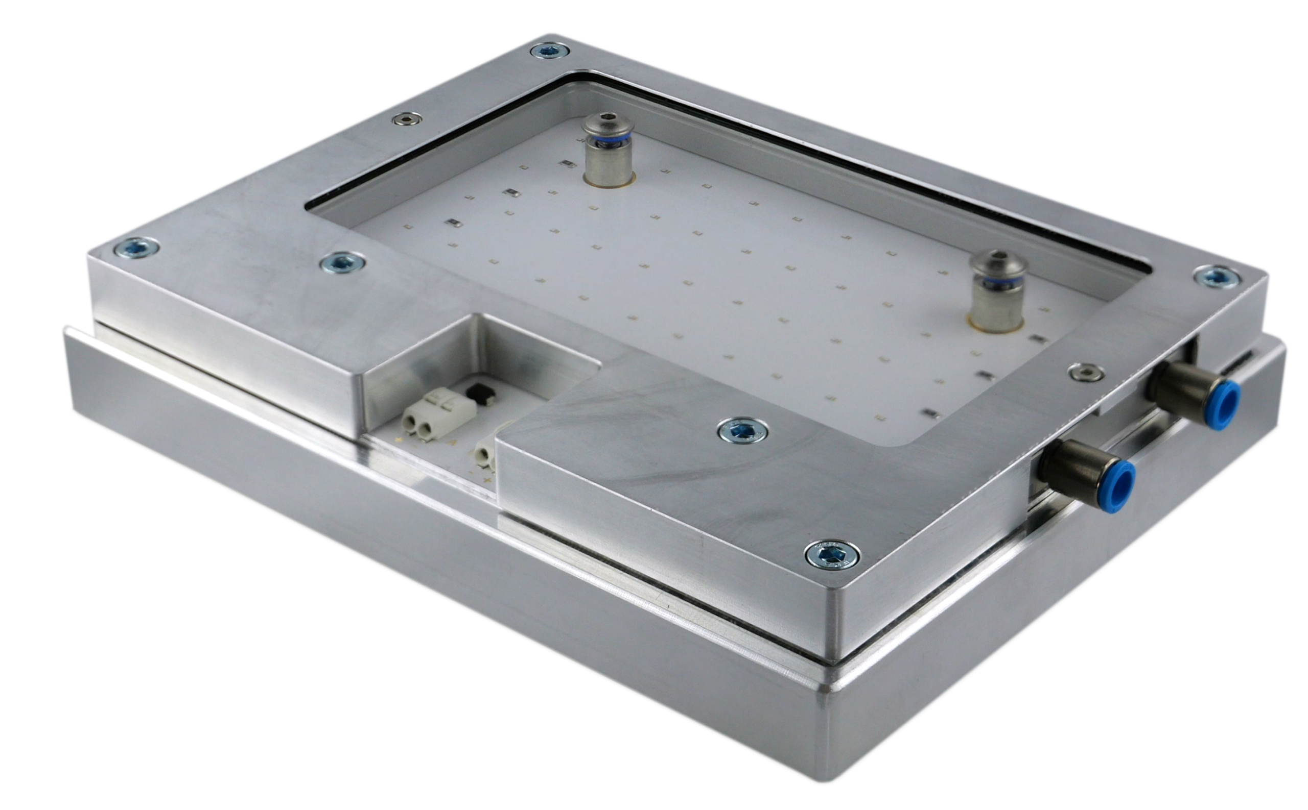 Custom-designed LED panel with Hoenle controller, suitable for standard or controlled-atmosphere applications in pharmaceutical and chemical labs.