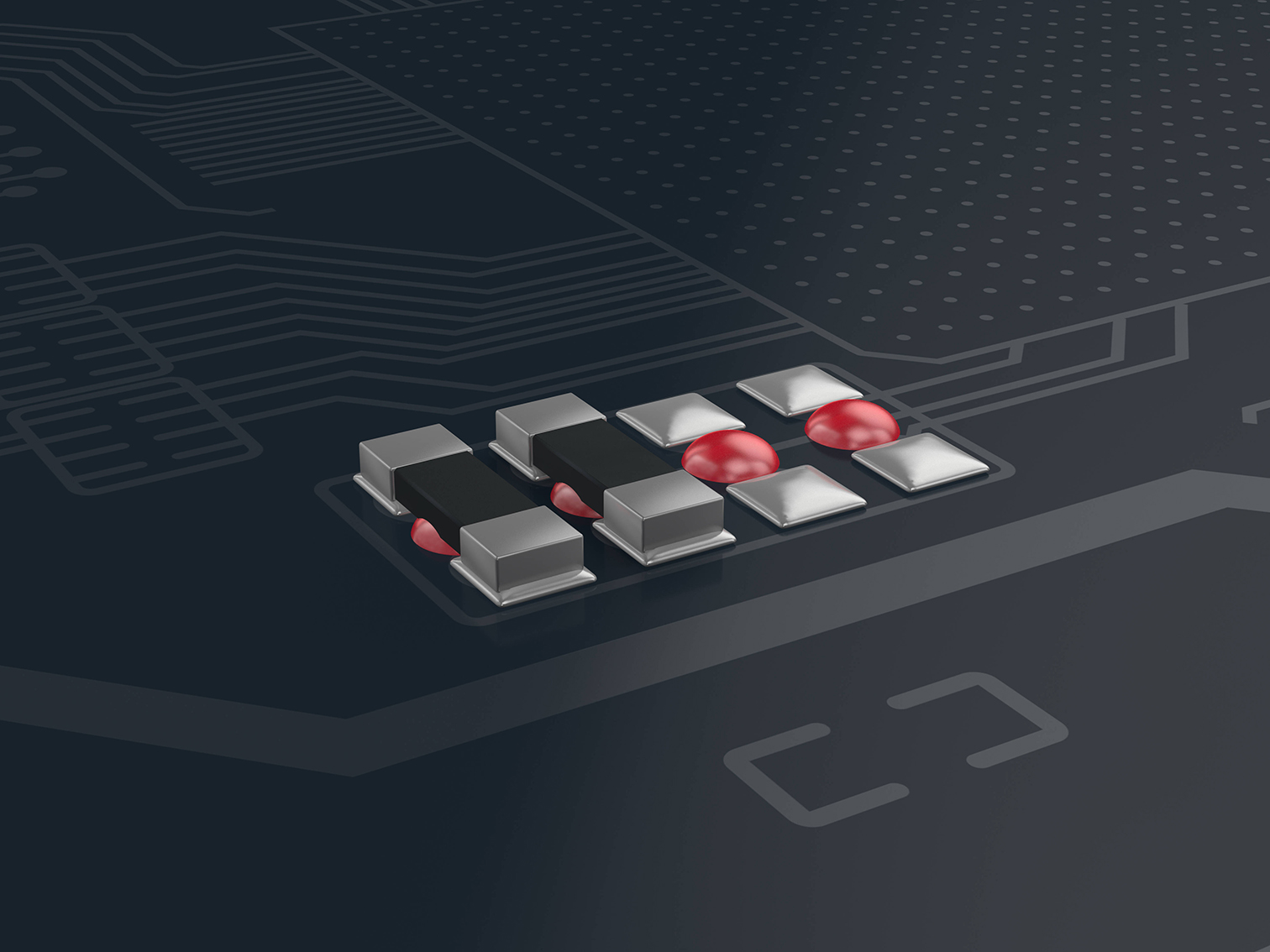 Black adhesives are used as encapsulation to cover electronic components